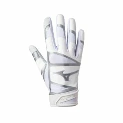 Mizuno Women’s F-257 Batting Gloves – White/Silver