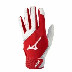 Mizuno Youth MVP Batting Gloves – White/Red