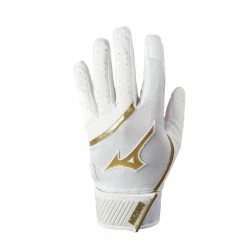 Mizuno Youth MVP Batting Gloves – White/Gold