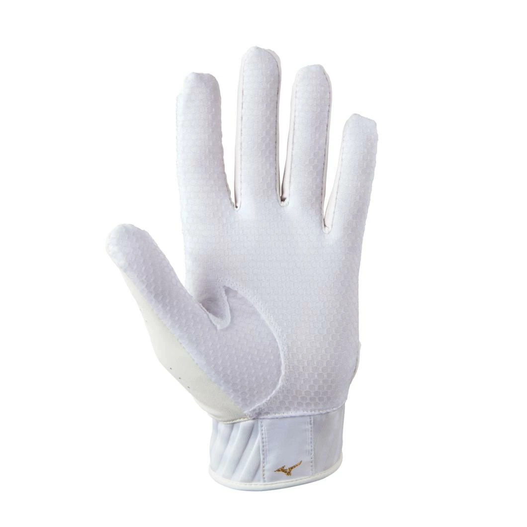 Mizuno Youth MVP Batting Gloves – White/Gold 4 Mizuno Youth MVP Batting Gloves – White/Gold - Image 2