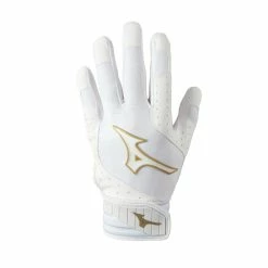 Mizuno Youth Finch Padded Batting Gloves – White/Gold