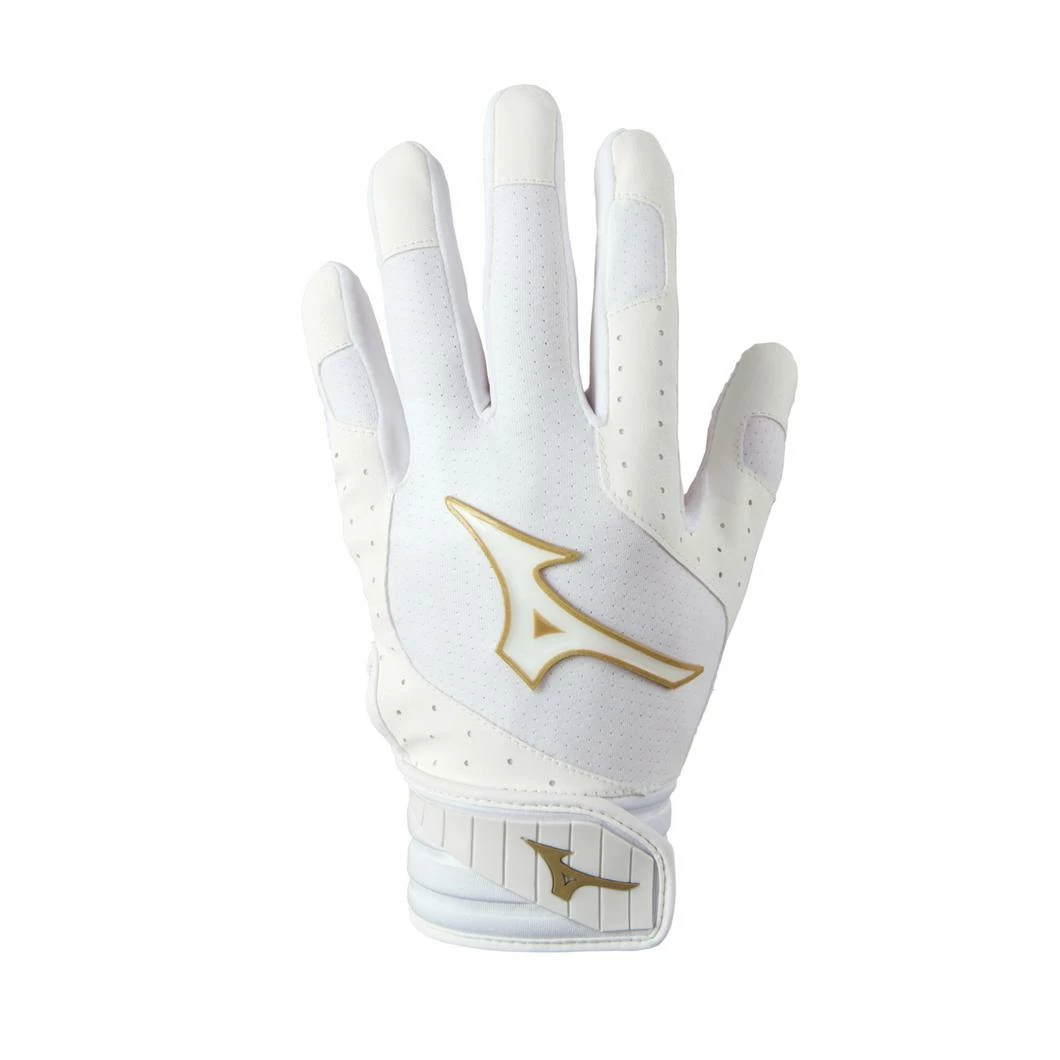 Mizuno Youth Finch Padded Batting Gloves – White/Gold 3 Mizuno Youth Finch Padded Batting Gloves – White/Gold